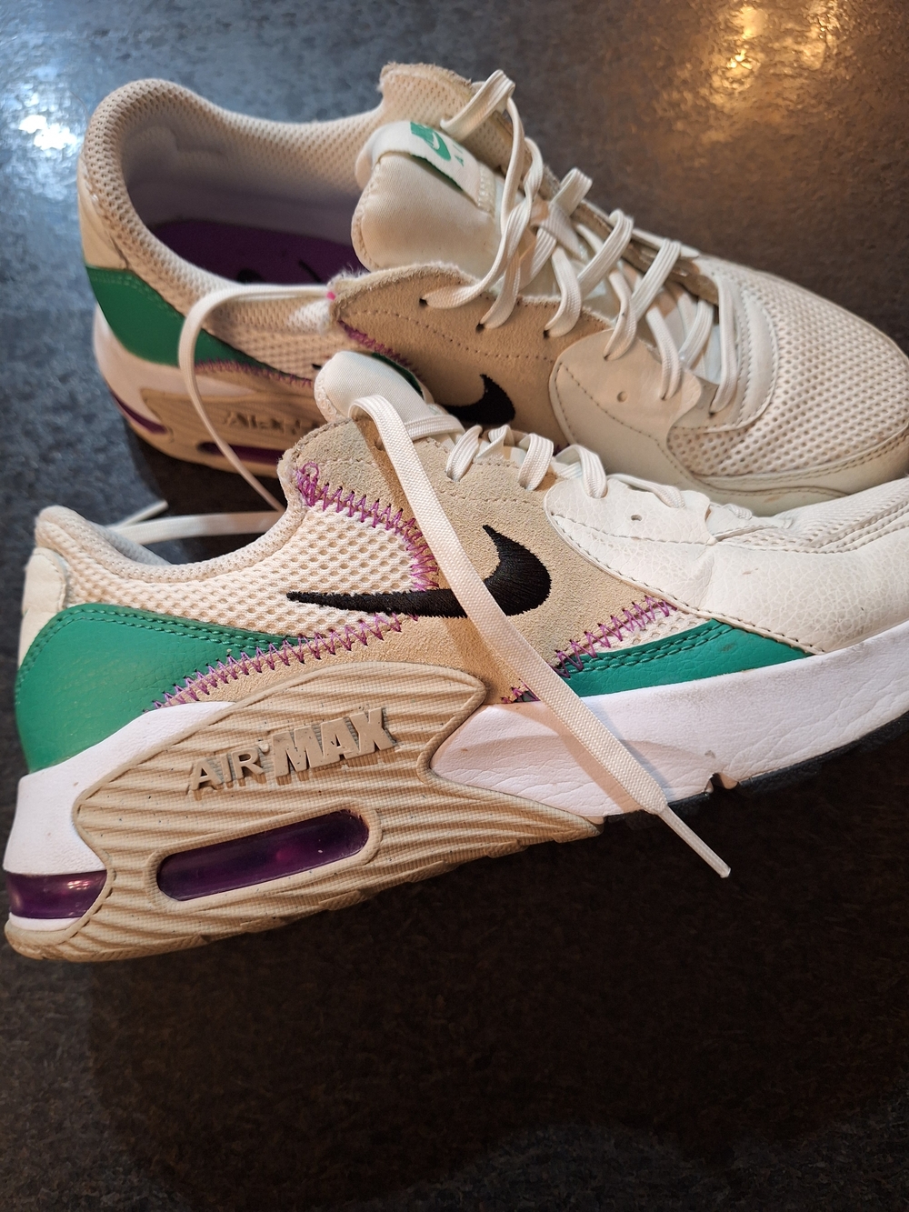 Nike Air Max White Teal Purple Accent Athletic Sneakers